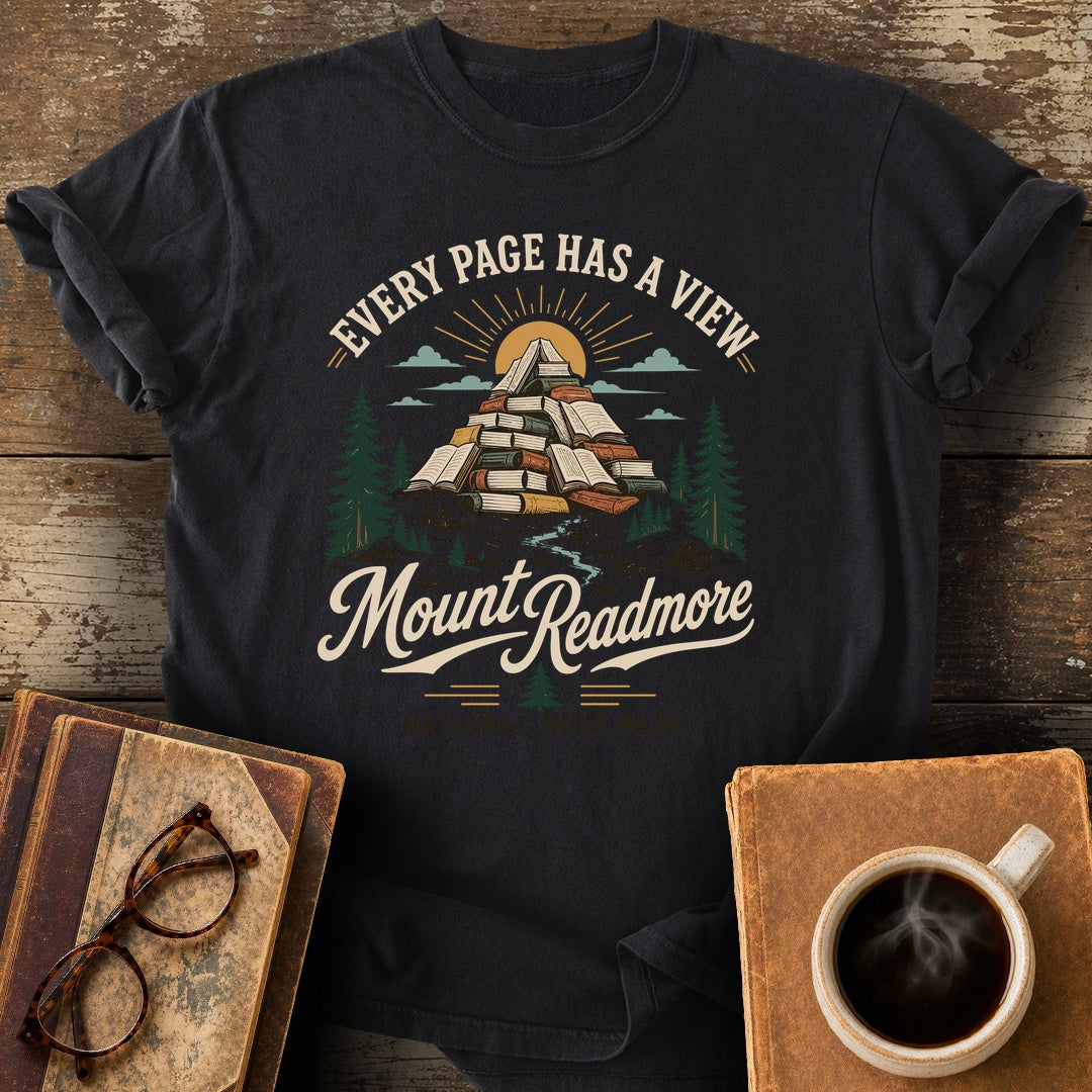 Every Page Has A View T-Shirt - black shirt mockup